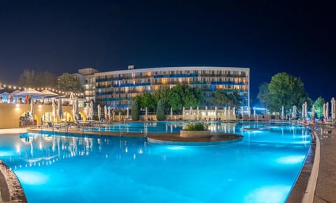 Property building, Night, Pool view, Swimming pool