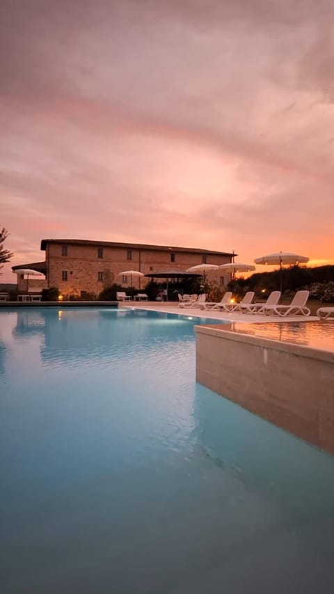 Pool view, Swimming pool, Sunset, sunbed