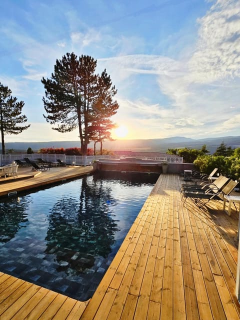 Mountain view, Pool view, Swimming pool, Sunset, sunbed