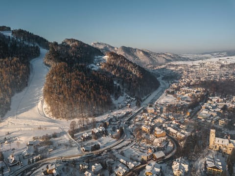 Natural landscape, Bird's eye view, Winter, Mountain view