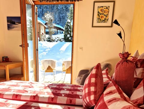 Bed, Winter, View (from property/room), Balcony/Terrace, Bedroom