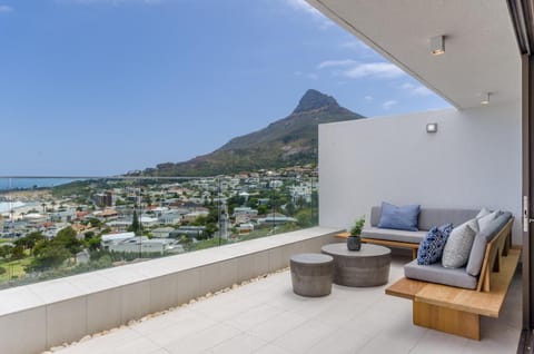 Property building, Patio, Day, Natural landscape, View (from property/room), Balcony/Terrace, Living room, Seating area, Mountain view, Sea view, Street view