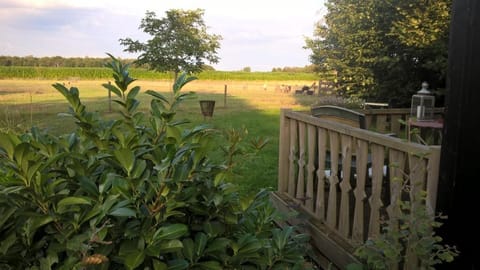 Pipowagen Lidewei Groningen Westerwolde unieke ligging met eigen tuin en vrij uitzicht over veld naar natuurgebied Bed and breakfast in Vlagtwedde