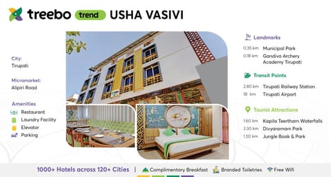 Treebo Usha Vasivi Alipiri Road, 2 Km From Tirupati Central Bus Station Hotel in Tirupati