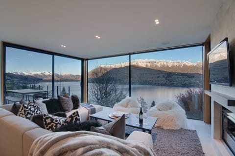 Natural landscape, Living room, Seating area, Lake view, Mountain view