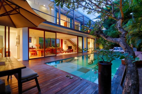 Property building, Living room, Pool view, Swimming pool