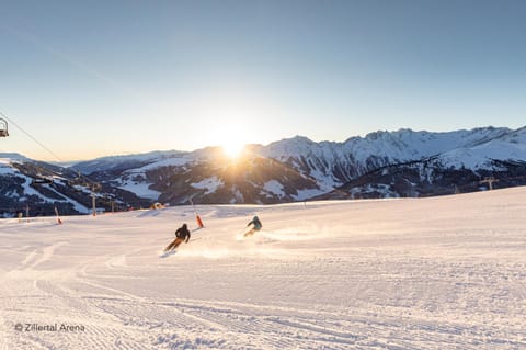 Natural landscape, Winter, Skiing, Sunset