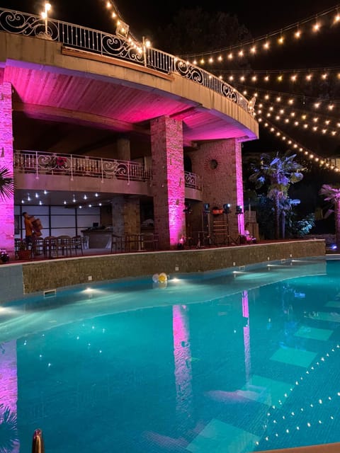 Night, Pool view, Swimming pool