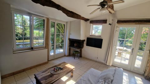 TV and multimedia, Living room, Garden view, fireplace