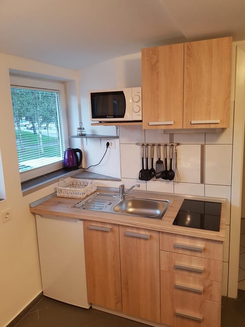 Kitchen or kitchenette, minibar, stove