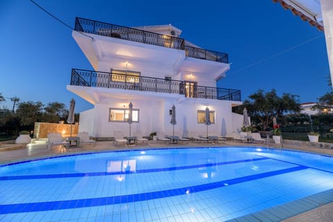 Property building, Night, Swimming pool