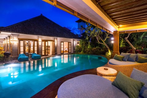 Property building, Night, Pool view, Swimming pool