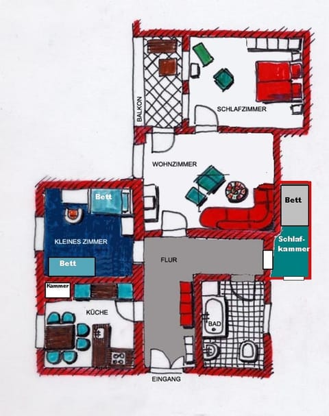 Photo of the whole room, Floor plan