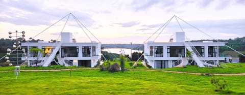 Property building, Patio, Natural landscape, Children play ground, Sunset