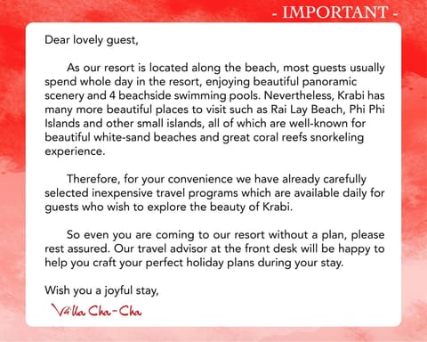 Villa Cha-Cha Krabi Beachfront Resort Hotel in Krabi Changwat