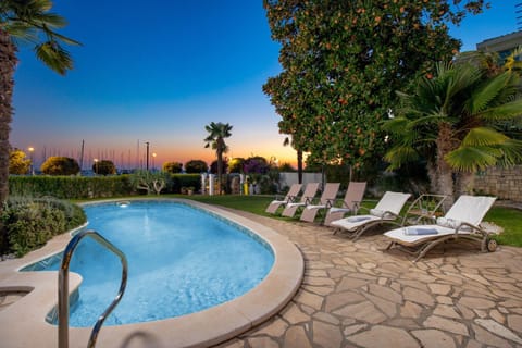 Patio, Night, Natural landscape, Garden, Garden, Balcony/Terrace, Garden view, Pool view, Swimming pool, Sunset