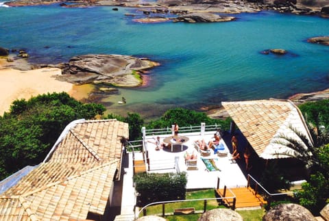 Bird's eye view, Beach, group of guests