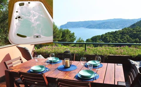 Natural landscape, Hot Tub, View (from property/room), Balcony/Terrace, Dining area, Sea view