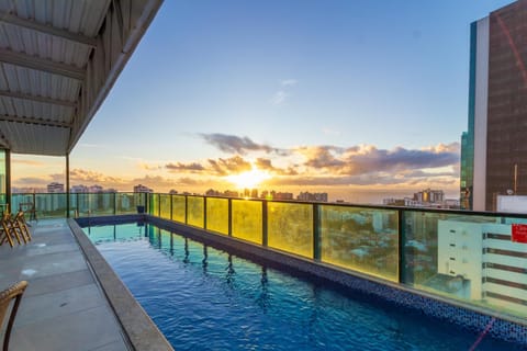 Natural landscape, View (from property/room), Balcony/Terrace, Pool view, Swimming pool, Sunset