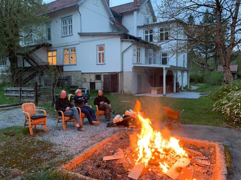 Patio, People, Garden view, River view