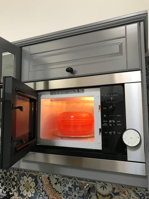 Kitchen or kitchenette, microwave