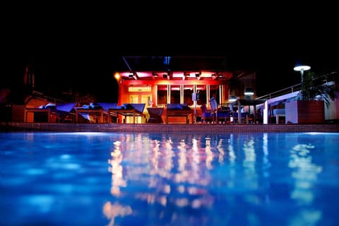 Night, Pool view, Swimming pool, Swimming pool