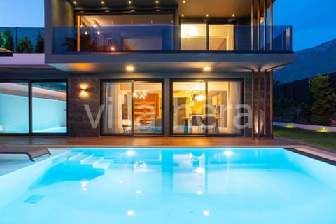 Property building, Swimming pool, Sunset