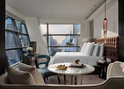 Bed, Bedroom, City view