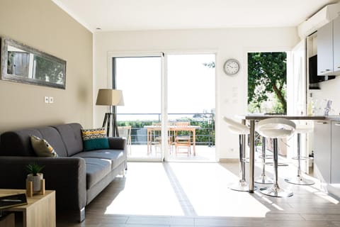 Living room, Seating area, Sea view