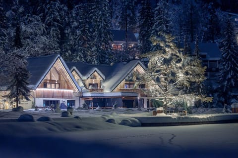 Property building, Night, Winter