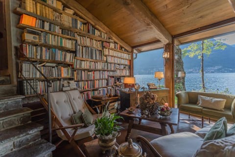 Natural landscape, Library, Living room, Lake view