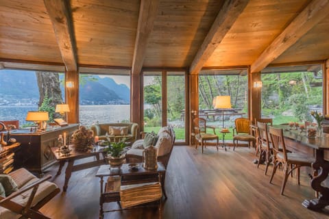 Natural landscape, Living room, Dining area, Lake view