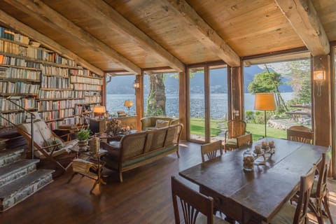 Natural landscape, Library, Living room, Seating area, Mountain view