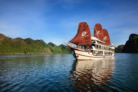 V'Spirit Cruise Docked boat in Laos
