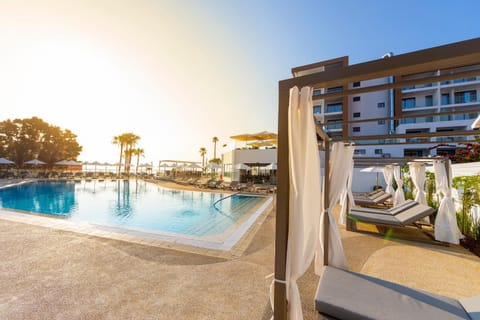 Property building, Pool view, Sunset