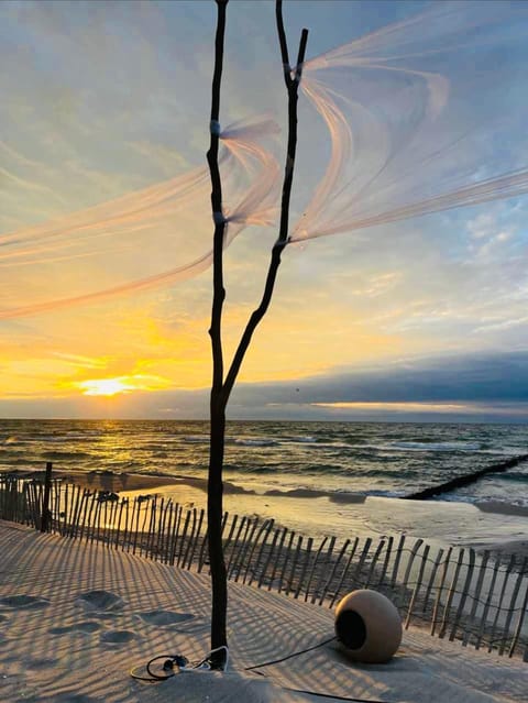 Beach, Sea view, Sunset