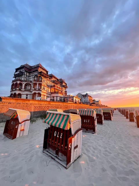 Property building, Natural landscape, Beach, Sea view, Sunset