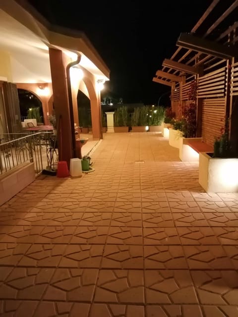 Property building, Patio, Night, Balcony/Terrace, Decorative detail, Pets, Garden view, Quiet street view, Inner courtyard view