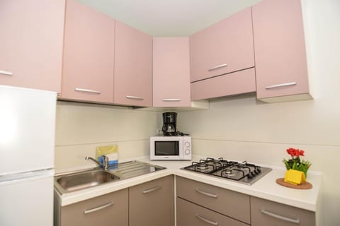 Kitchen or kitchenette, minibar, stove