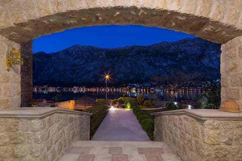 Patio, Nearby landmark, Off site, Night, Mountain view