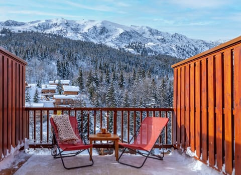 Patio, Day, Natural landscape, Winter, Balcony/Terrace, Seating area, Mountain view