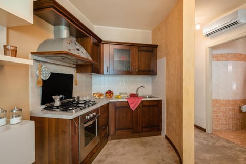 Kitchen or kitchenette, oven, stove