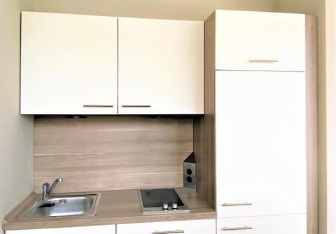 Kitchen or kitchenette, stove