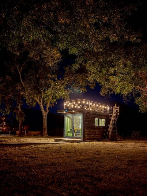 Elegant Container Tiny House Yellow & Blue House in Waco