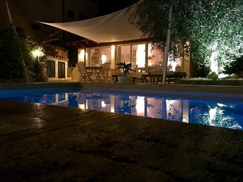 Night, Pool view, Swimming pool