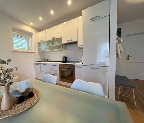 Kitchen or kitchenette, Living room, Seating area, Dining area