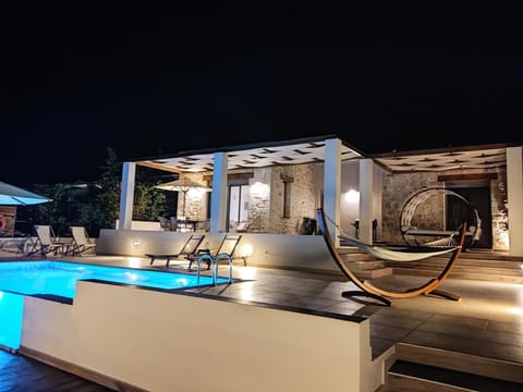 Patio, Night, Swimming pool