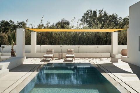 Patio, Day, Natural landscape, Living room, Seating area, Pool view, Swimming pool, sunbed