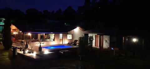 Night, Pool view, Swimming pool