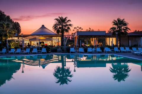 Property building, Swimming pool, Sunset